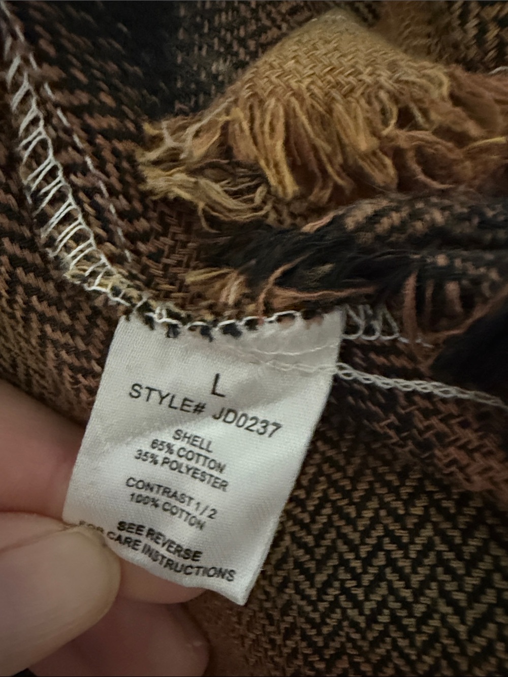 Oli & Hali Orange and Black Distressed Plaid Snap-Down Shirt - Picture 8 of 8